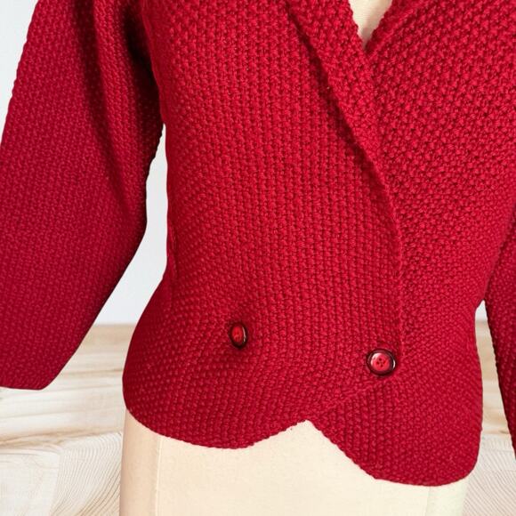 Linda Allard for Ellen Tracy Cardigan Sweater Sz S Cable Knit Collar Hand Knit - Picture 2 of 8